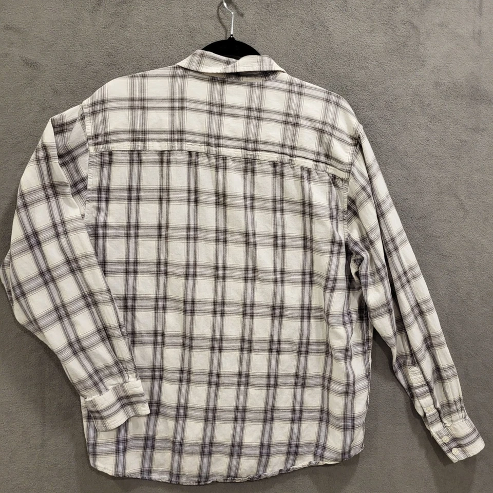 Camisa con botones a cuadros Horny Toad para hombre talla grande blanca y gris manga larga informal Foto 2 de 4