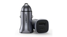 Ugreen szybka ładowarka samochodowa USB-A / USB-C 30W PD PPS szara (CD130)