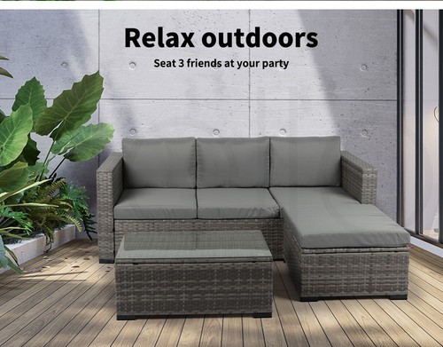 Levede 5pcs Outdoor Sofa Set Patio Furniture Setting Garden Chair Table Lounge - Picture 2 of 10