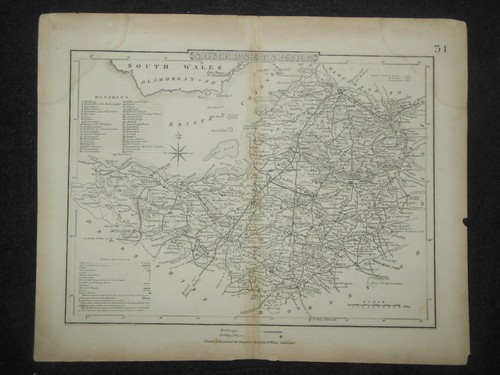 Antiquarian SOMERSETSHIRE Map (c1845) Somerset, English County, Archer/Dugdale - Picture 2 of 2
