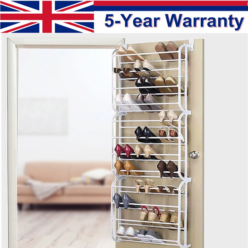 Metal 36 Pair Over Door Hanging Shoe Hook Shelf Rack Holder