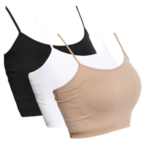Canotta TheMogan senza cuciture spaghetti strap crop elasticizzata cami bandeau bralette - Foto 111 di 115