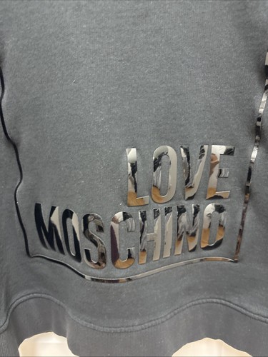 Love Moschino Black Cotton Logo Appliqued Sweatshirt - Size 8 - Picture 2 of 8