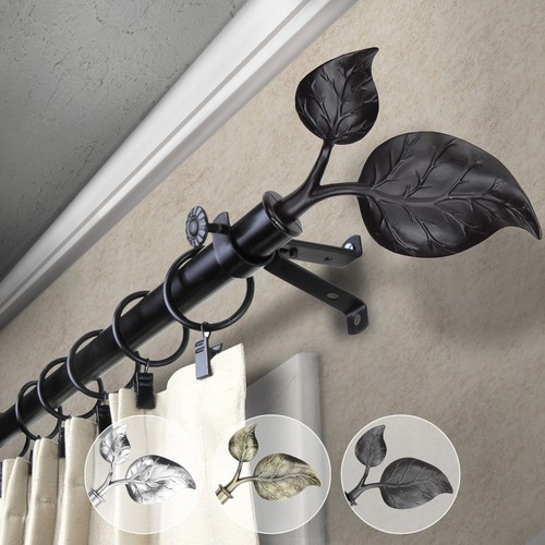 Leaf 3/4” Adjustable Window Drapery Curtain Rod 18"-170" (5 sizes, 3 colors) - Picture 2 of 7