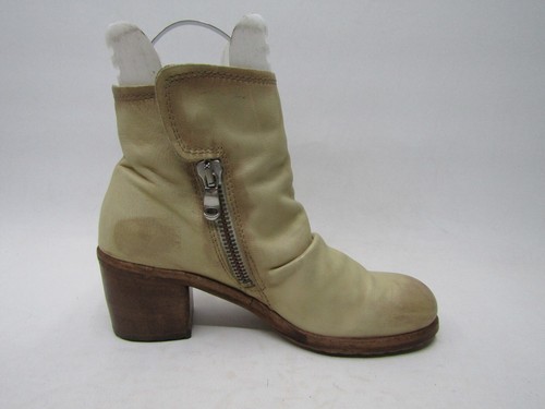 Steven By Steve Madden Sz 39 EUR Beige Leather Slouch Ankle Fashion Boots Bootie - Picture 4 of 11