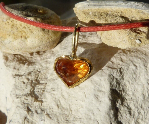 Herz Anhänger, 18 und 24 Karat Silber und Gold, Spessartit - Bild 3 von 11