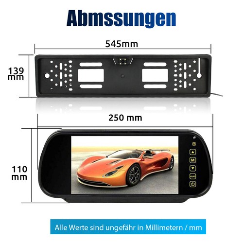 Soporte inalámbrico para matrícula ESSGOO cámara de coche cámara de marcha atrás + monitor de 7 - Imagen 10 de 12