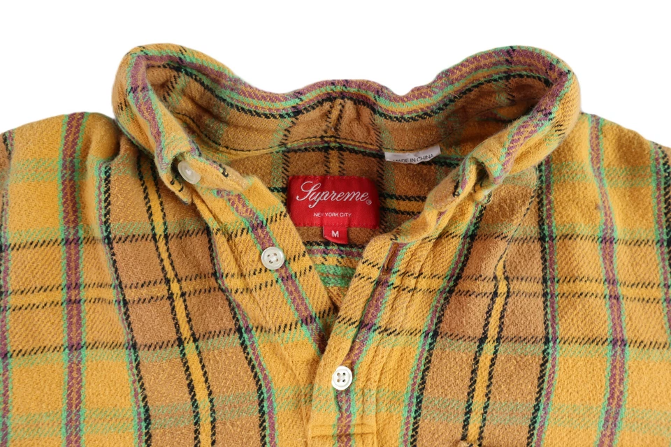 SUPREME Para Hombres Mediano Pullover Franela a Cuadros Camisa Bordada Bolsillo en el Pecho Logo Foto 3 de 4