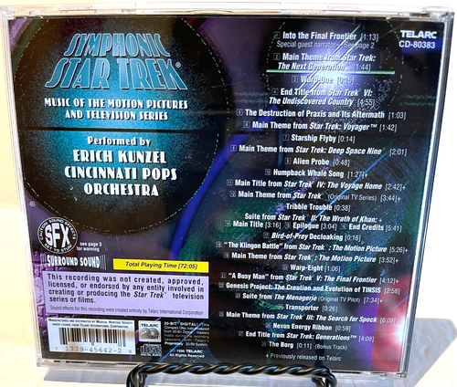 Star Trek symphonische Bewegungsbilder & TV-Serie CD 28 Tracks Cincinnati Pops Orches. - Bild 2 von 2