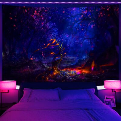 Poster Géant Réactif Aux UV (Blacklight) - Motif Bateau Océan, 60x90cm, Tissu, Neuf