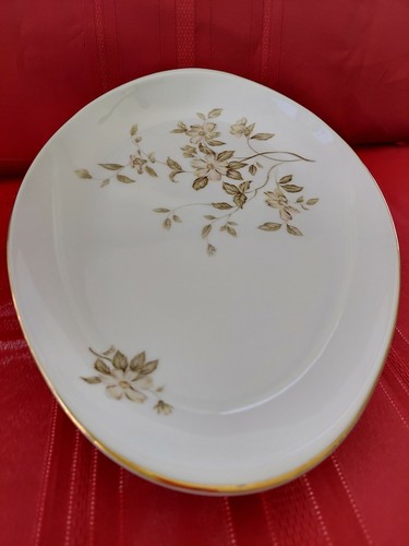 MEITO CHINA OVAL SERVICE PLATTER 11 7/8 " MADE IN JAPAN FLORAL WITH GOLD TRIM. - Picture 3 of 6