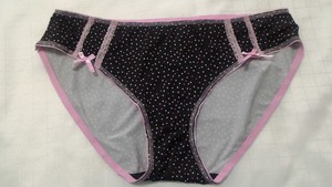 NEW-Womens-BIKINI-panties-BOY-LEG-plus-size-2X-9-BLACK-DOTS-PINK-LACE
