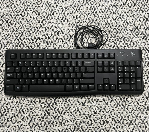 Logitech K120 Ergonomic Desktop Wired Keyboard USB Black - Picture 1 of 6