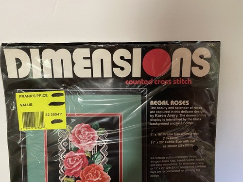 NOP Dimensions Counted Cross Stitch "Regal Roses" Size 7"x 16" 14 Count #3737 - Picture 7 of 16