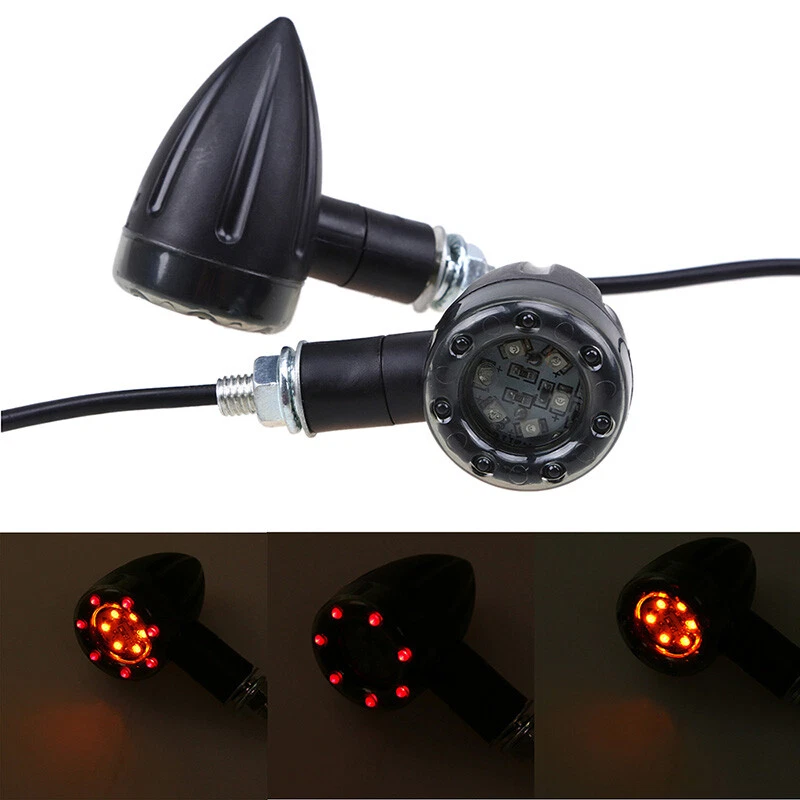 2 peças luz indicadora de freio vermelha âmbar sinal de seta LED motocicleta 12V ajuste Harley - Imagem 3 de 4