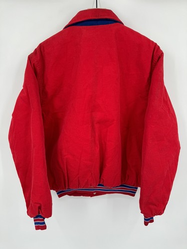 Vintage Allen Americans Hockey Rennoc Bomber Jacket Red Corduroy ECHL Size Large - Picture 2 of 9