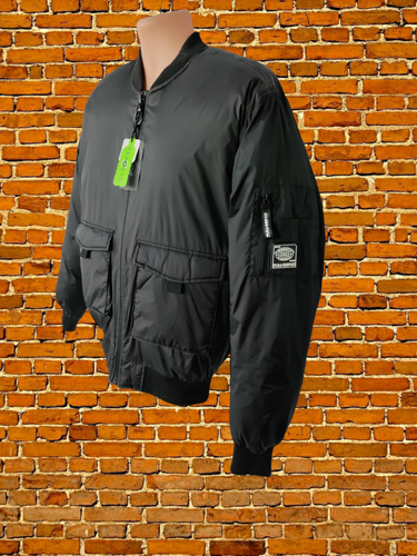 BNWT MENS PULL&BEAR SIZE UK SMALL BLACK ZIP UP PADDED UTILITY BOMBER JACKET COAT - Picture 3 of 5