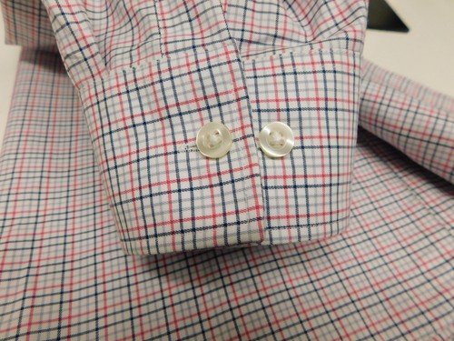 Michael Kors Mens 17.5 34/35 Non Iron Blue Red Gray Plaid Button Down Shirt - Picture 8 of 9