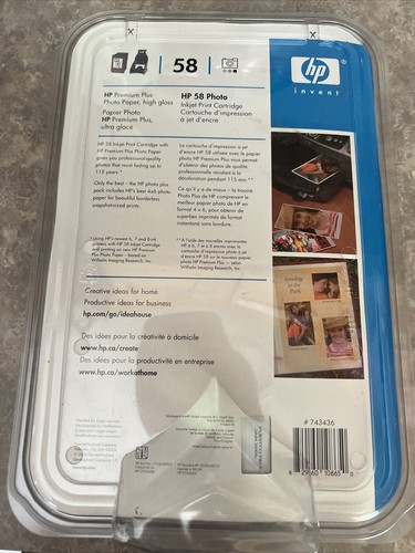 HP 58 Photo Plus Pack w/ 45 Sheets Glossy Photo Paper Expired - Picture 2 of 2
