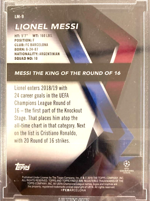 桜瑪瑙 Lionel Messi 2019 Finest Careers 50枚限定 - 通販