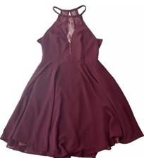 Lulus Burgundy Sleeveless Fit & Flare Party Dresses Size XS