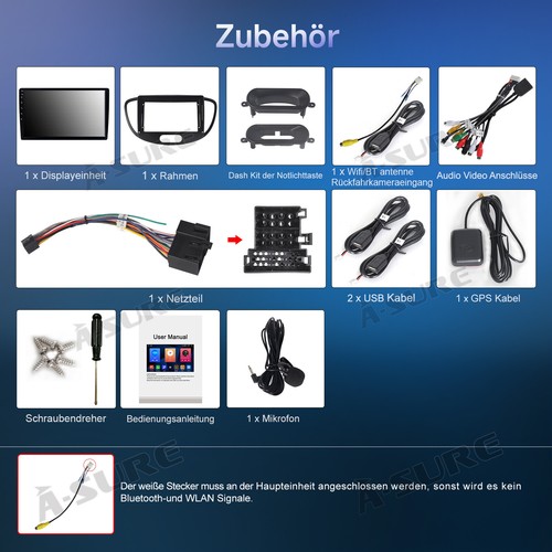 2+32G Android 14 Autoradio GPS BT CarPlay GPS Navi für Hyundai i10 1PA 2007-2012 - Bild 15 von 15