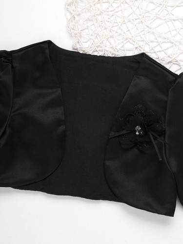 Kids Girls Long Sleeve Satin Bolero Jacket Shrug Communion Church Dress Cover Up - Picture 98 of 111