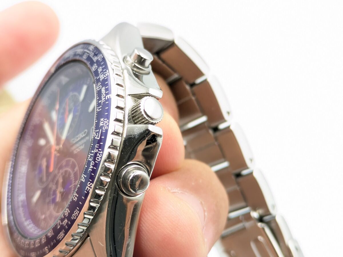 Exc+5] SEIKO CHRONOGRAPH 7T92-0CF0 SND255PC Blue Qz 100M