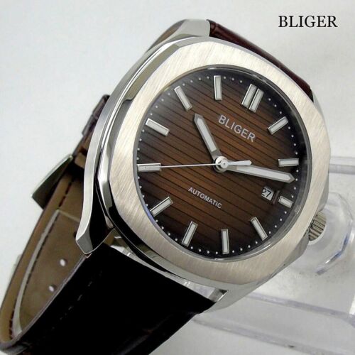 BLIGER Retro MIYOTA 8215 Square Case Automatic Men Watch Seeing Glass Back  - Picture 1 of 6