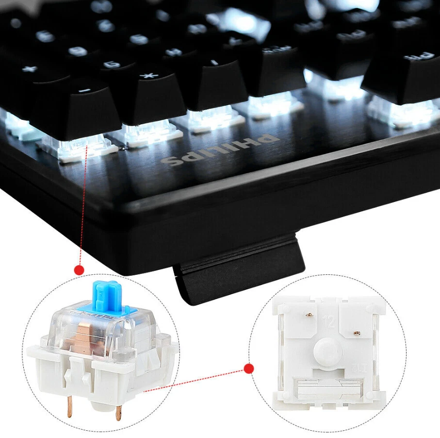 Philips USB Gaming Keyboard Mechanical LED Backlit 104 key for PC Laptop Office - Image 4 of 4