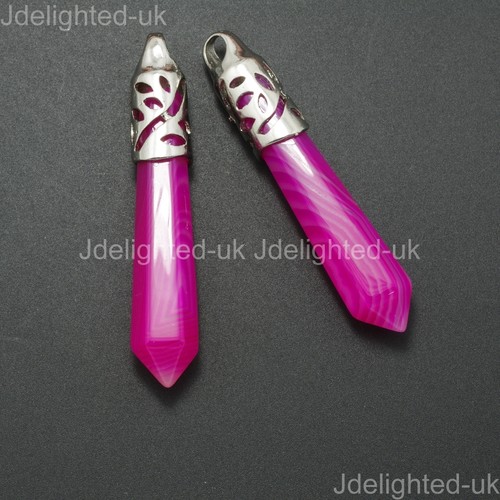 Natural Gemstone Long Hexagonal Pointed Reiki Chakra Healing Pendant Beads Pick - Picture 25 of 38