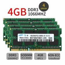 16GB 4x4GB PC3-8500S DDR3 1066 1.5V SO-DIMM Laptop RAM For Samsung Lot UL
