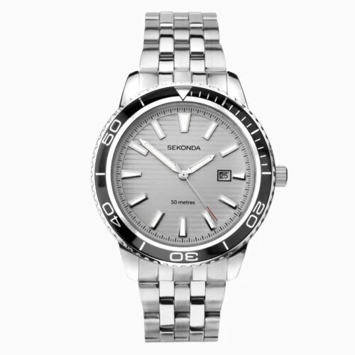 Brandneu Herren Sekonda Uhr Silber Ziffernblatt Datum Fenster