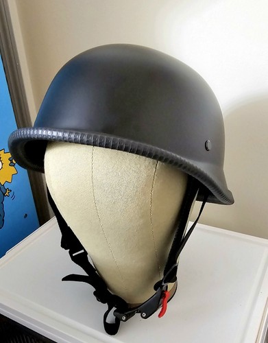 German Style Motorcycle Half Helmet Open Face Size L DOT Approved Matte BLACK - Bild 3 von 10