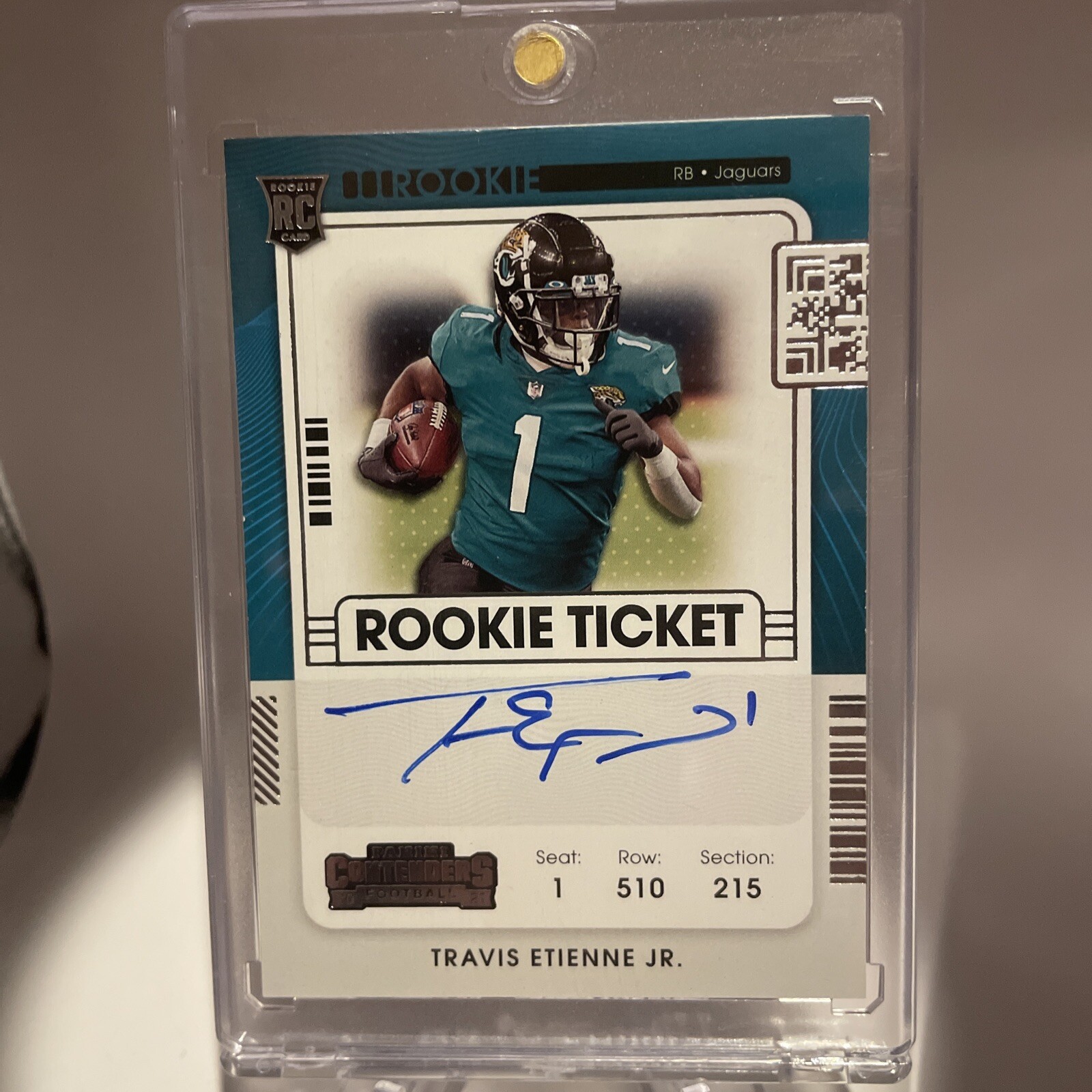 2021 Contenders Travis Etienne Jr. RC Ticket VARIATION Auto #112 Jags Rookie SP