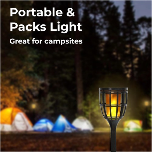 Techko Solar Tiki Torches, Outdoor Led Flickering Flame Light, 3-in-1 Pathway... - Picture 8 of 11