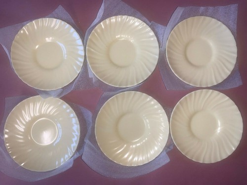 VINTAGE 6 PC Franciscan Coronado Ware White/Cream Plate Set Dish 5 1/2" Swirl