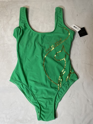 Baby Phat Kimora Lee Simmons Sz. S Green One-piece Swimsuit Gold Cat Design NWT - 第 1/9 張圖片