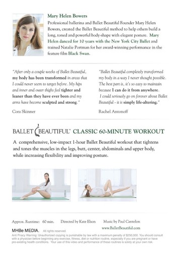 Ballet Beautiful Classic 60 Minute Workout Mary Helen Bowers New Workout Sealed - Imagen 2 de 2