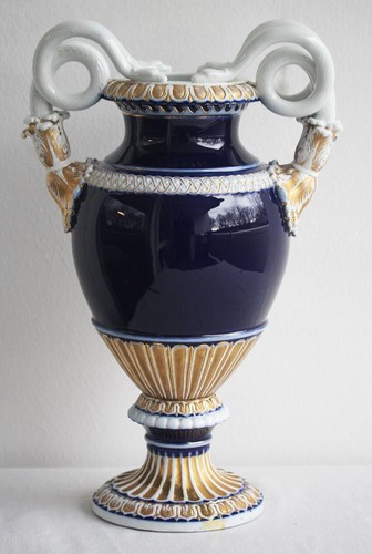 Schlangenhenkelvase, Meissen, kobaltblau mit Goldstaffage, H ca. 38 cm - Bild 3 von 11