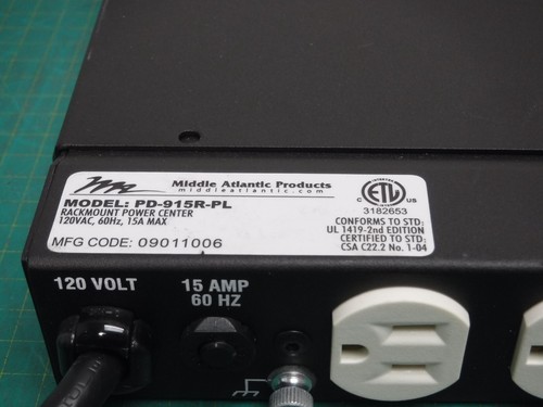 MIDDLE ATLANTIC PD-915R-PL Rackmount Power Center - Picture 7 of 14