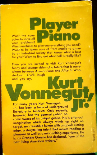 Kurt Vonnegut, Jr. "Player Piano" vintage Dell Paperback 7037 - Foto 2 di 4