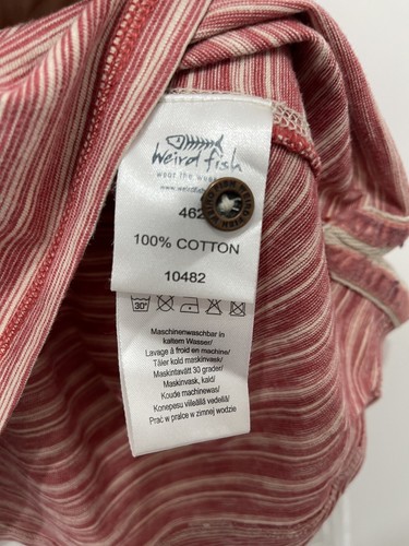 Weird Fish Polo Shirt Stripe Red White Size M - Picture 12 of 12