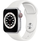 Apple Watch Series 6 40mm (Cellular) Silver M/L White Sport Band - Excellent