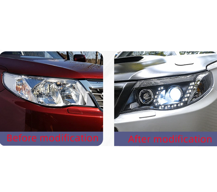 Conjunto de faros LED delanteros exteriores de plástico ABS para Subaru Forester 2008-2012 Foto 3 de 4