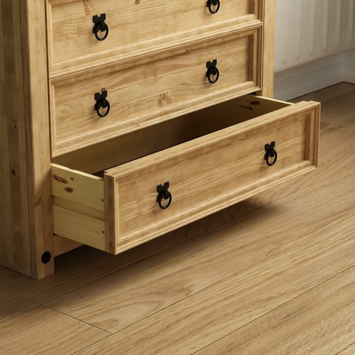 Corona 5 Drawer Rustic Chest Mexican Solid Waxed Pine Storage Bedroom Cabinet - Picture 7 of 8