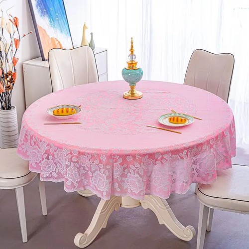 PVC Tablecloth Gilded Carved Waterproof Oil Resistant Washable Round Tablecloth - Picture 13 of 22