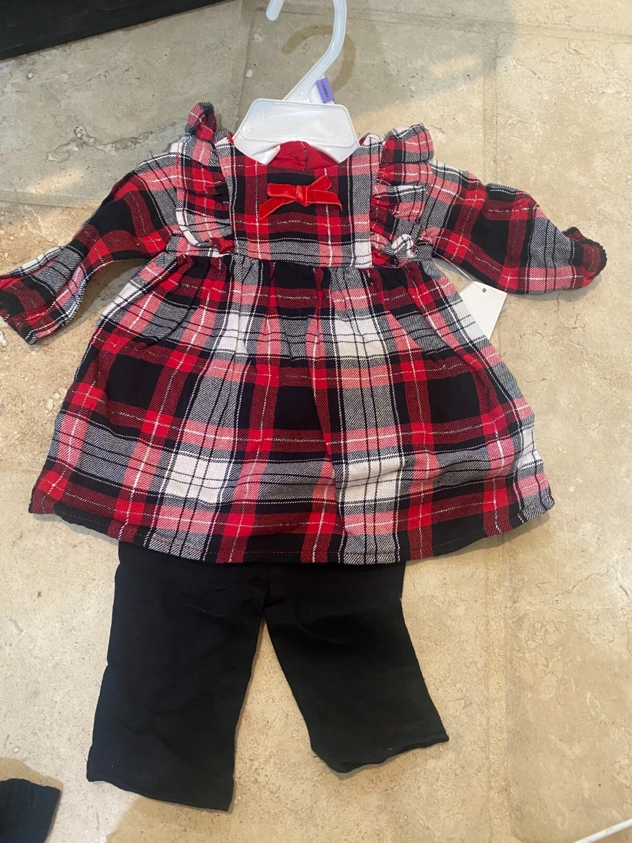 Kmart Little Girls Red White Black Plaid Dress With Leggings Combo NWT (Box  9)