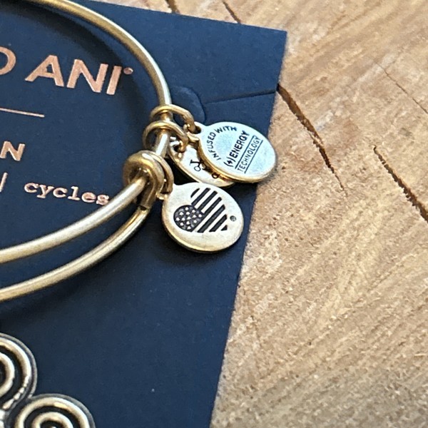 Alternate view of Alex Ani "triskelion" Rafaelian Gold Adj Symbol Charm Bracelet W/card Nwt