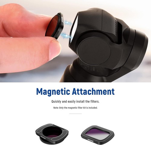 NEEWER Magnetic Lens Filter Kit for DJI Osmo Pocket - 8 Pieces ND4 ND8 ND16 CPL - Picture 2 of 9